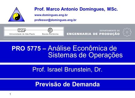 PRO 5775 – Análise Econômica de Sistemas de Operações