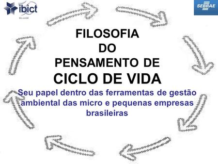 FILOSOFIA DO PENSAMENTO DE CICLO DE VIDA Seu papel dentro das ferramentas de gestão ambiental das micro e pequenas empresas brasileiras.