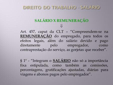 DIREITO DO TRABALHO - SALÁRIO