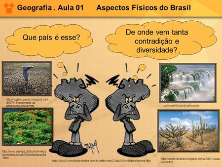 Geografia . Aula 01 Aspectos Físicos do Brasil