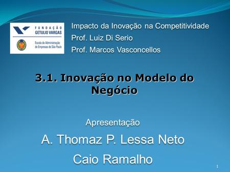 1 3.1. Inovação no Modelo do Negócio Impacto da Inovação na Competitividade Prof. Luiz Di Serio Prof. Marcos Vasconcellos Impacto da Inovação na Competitividade.