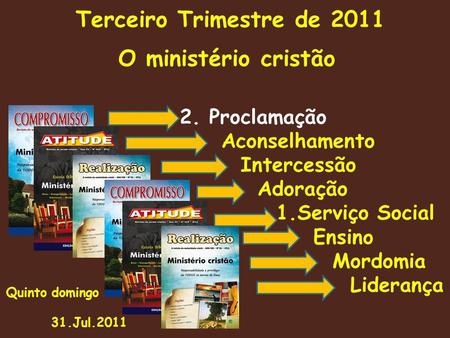 O ministério cristão 2. Proclamação Aconselhamento Intercessão