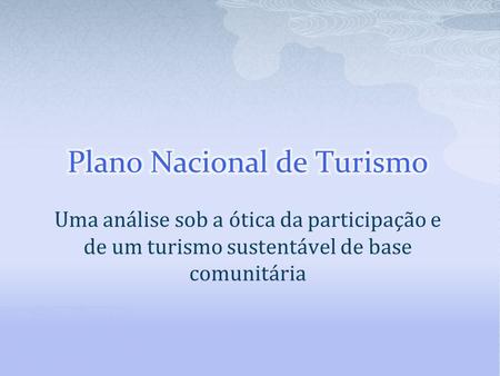 Plano Nacional de Turismo