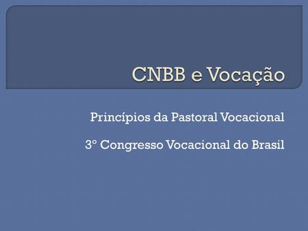 Princípios da Pastoral Vocacional 3º Congresso Vocacional do Brasil