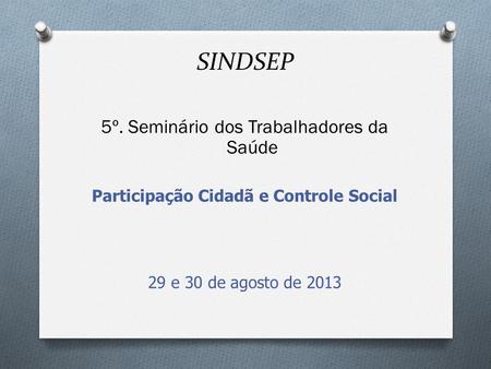 Participação Cidadã e Controle Social