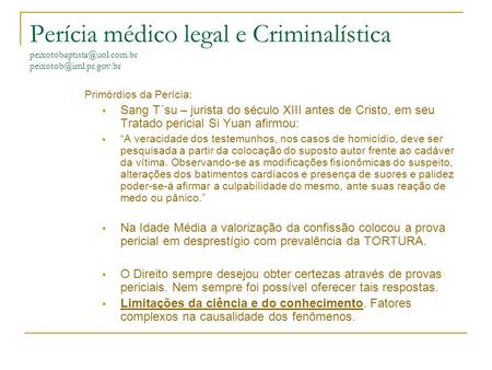 Perícia médico legal e Criminalística com