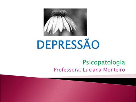 Psicopatologia Professora: Luciana Monteiro. A DEPRESSÃO é conhecida desde a Antiguidade, quando Hipócrates apresentou o termo MELANCOLIA – melan = negro.