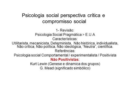 Psicologia social perspectiva crítica e compromisso social