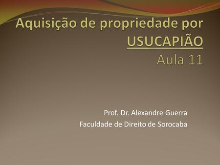 Prof. Dr. Alexandre Guerra Faculdade de Direito de Sorocaba.