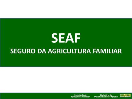 SEAF SEGURO DA AGRICULTURA FAMILIAR