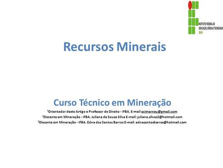 Curso Técnico em Mineração