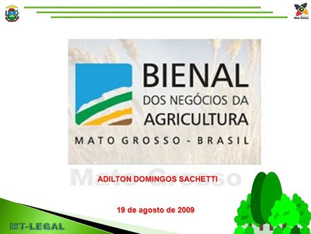 ADILTON DOMINGOS SACHETTI 19 de agosto de 2009. Programa Mato-Grossense de Regularização Ambiental Rural MT-LEGAL.