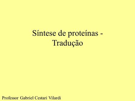 Síntese de proteínas - Tradução Professor Gabriel Cestari Vilardi.