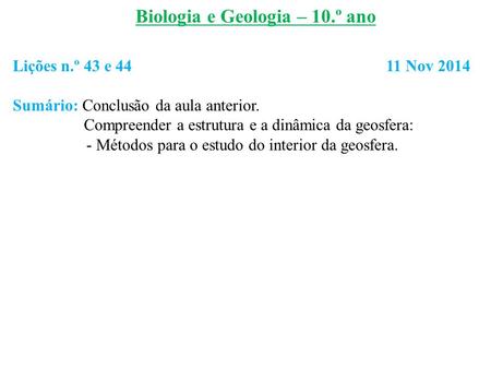 Biologia e Geologia – 10.º ano