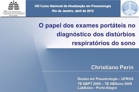 XIII Curso Nacional de Atualização em Pneumologia