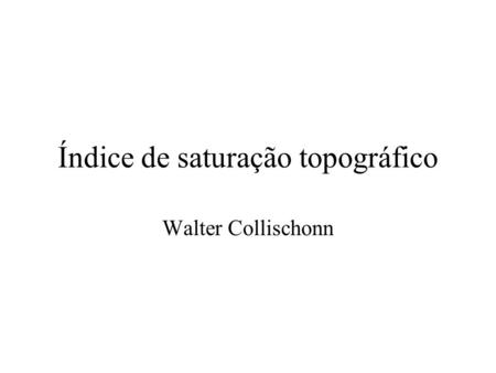 Índice de saturação topográfico Walter Collischonn.