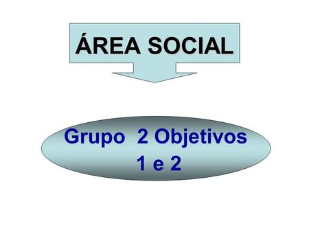ÁREA SOCIAL Grupo 2 Objetivos 1 e 2. PROJETOS 1 - MELHORAR A QUALIDADE DA EDUCAÇÃO BÁSICA: 1.1 Fortalecer projetos que visem atender as necessidades integrais.