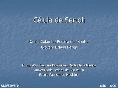 Célula de Sertoli Daniel Colombo Pereira dos Santos