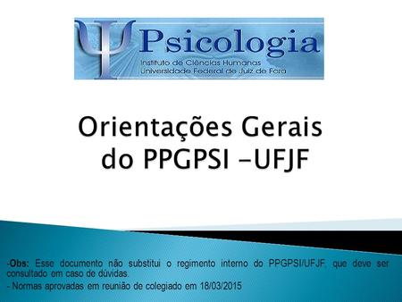 Orientações Gerais do PPGPSI -UFJF