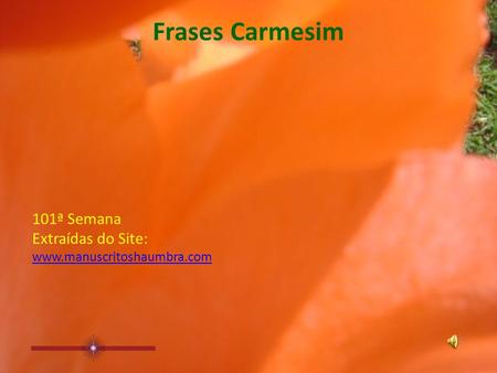Frases Carmesim 101ª Semana Extraídas do Site: www.manuscritoshaumbra.com.
