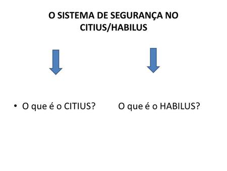 O SISTEMA DE SEGURANÇA NO CITIUS/HABILUS