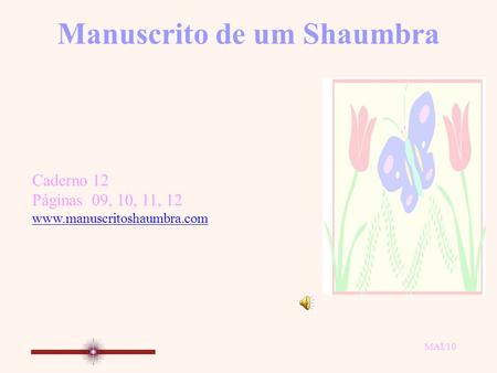 Manuscrito de um Shaumbra Caderno 12 Páginas 09, 10, 11, 12 www.manuscritoshaumbra.com MAI/10.