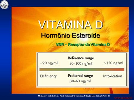 VITAMINA D Hormônio Esteroide VDR – Receptor da Vitamina D