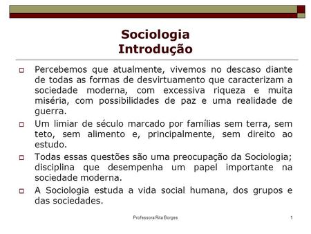 Sociologia Introdução