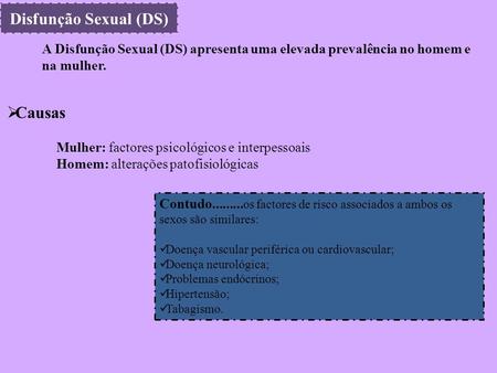 Disfunção Sexual (DS) Causas