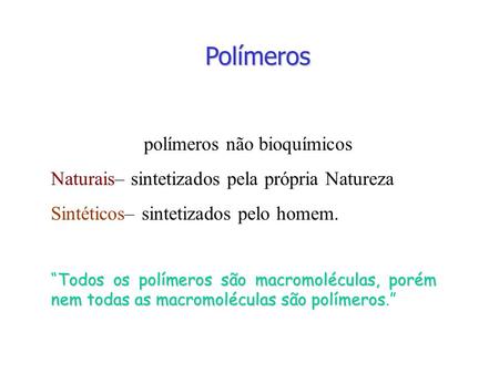 polímeros não bioquímicos