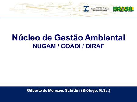 Gilberto de Menezes Schittini (Biólogo, M.Sc.) Núcleo de Gestão Ambiental NUGAM / COADI / DIRAF.