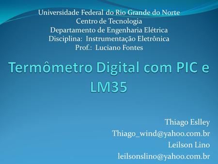 Termômetro Digital com PIC e LM35