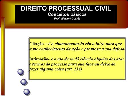 DIREITO PROCESSUAL CIVIL Conceitos básicos Prof. Marlon Corrêa