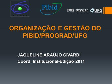 ORGANIZAÇÃO E GESTÃO DO PIBID/PROGRAD/UFG