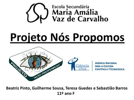 Projeto Nós Propomos Beatriz Pinto, Guilherme Sousa, Teresa Guedes e Sebastião Barros 11º ano F.