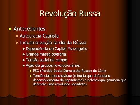 Revolução Russa Antecedentes Autocracia Czarista