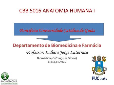 CBB 5016 ANATOMIA HUMANA I Pontifícia Universidade Católica de Goiás