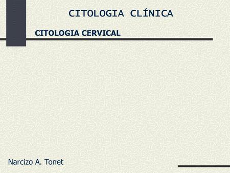 CITOLOGIA CLÍNICA CITOLOGIA CERVICAL Narcizo A. Tonet.
