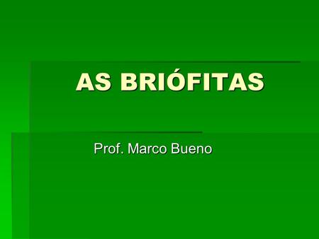 AS BRIÓFITAS Prof. Marco Bueno.