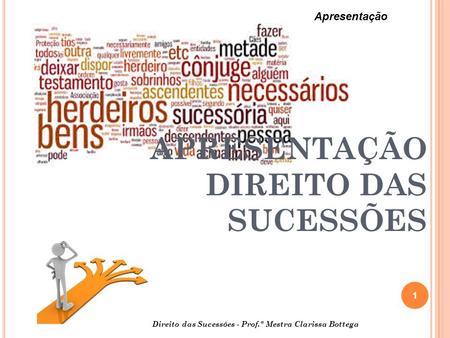 APRESENTAÇÃO DIREITO DAS SUCESSÕES 1 Apresentação Direito das Sucessões - Prof.ª Mestra Clarissa Bottega.
