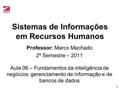 Sistemas de Informações em Recursos Humanos