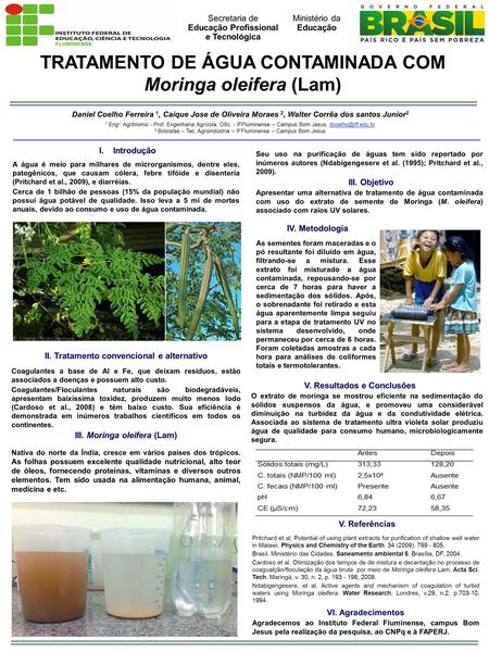 TRATAMENTO DE ÁGUA CONTAMINADA COM Moringa oleifera (Lam)