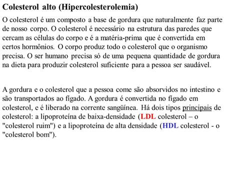 Colesterol alto (Hipercolesterolemia)