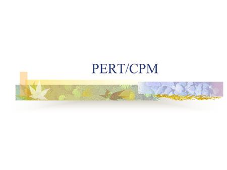 PERT/CPM.