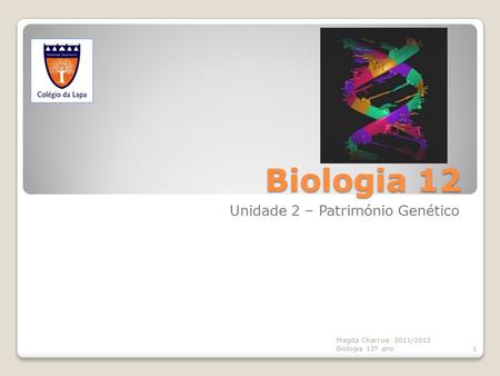 Biologia 12 Unidade 2 – Património Genético Magda Charrua 2011/2012 Biologia 12º ano1.