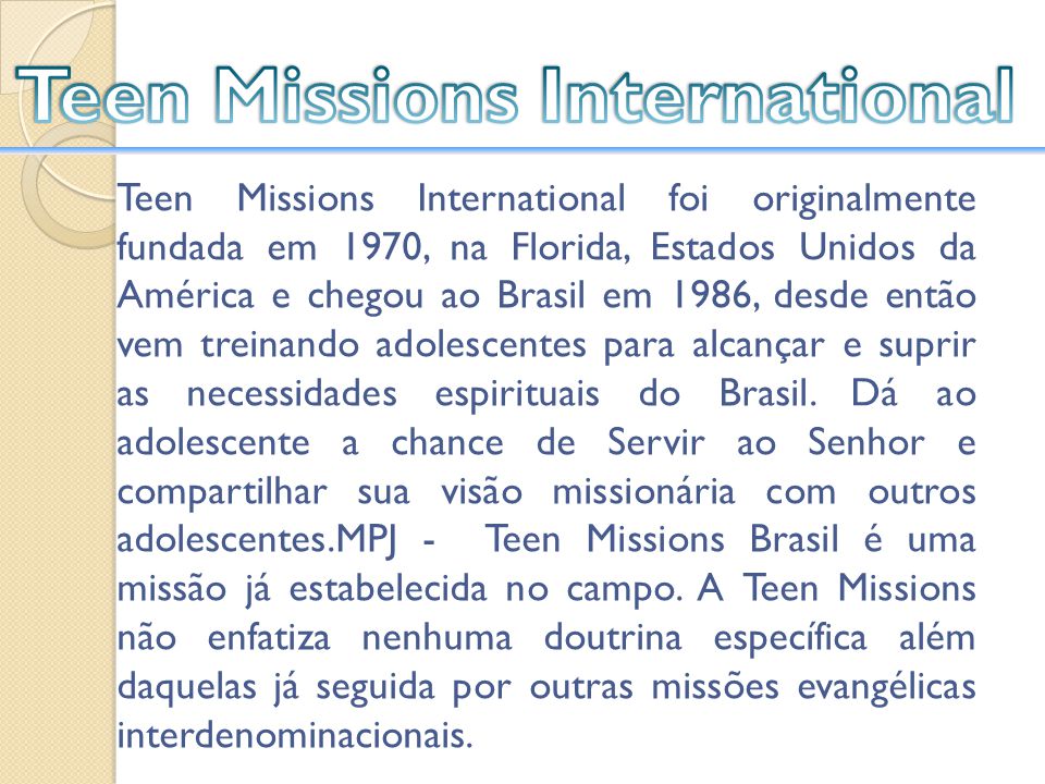 Teen Missions International 62