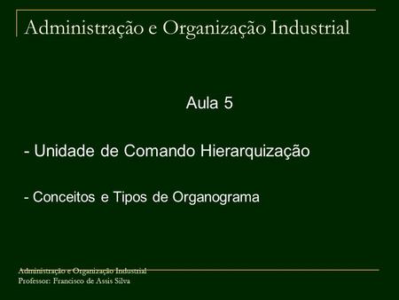 Administração e Organização Industrial