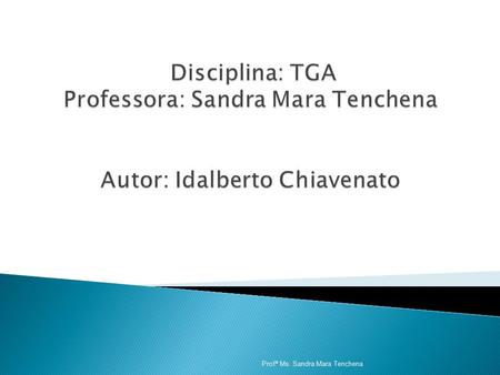Disciplina: TGA Professora: Sandra Mara Tenchena Autor: Idalberto Chiavenato Profª Ms. Sandra Mara Tenchena.