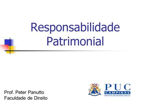 Responsabilidade Patrimonial Prof. Peter Panutto Faculdade de Direito.