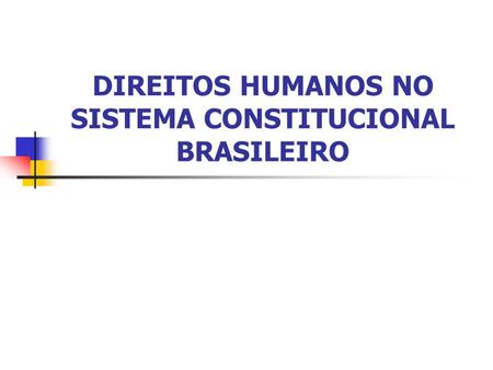 DIREITOS HUMANOS NO SISTEMA CONSTITUCIONAL BRASILEIRO